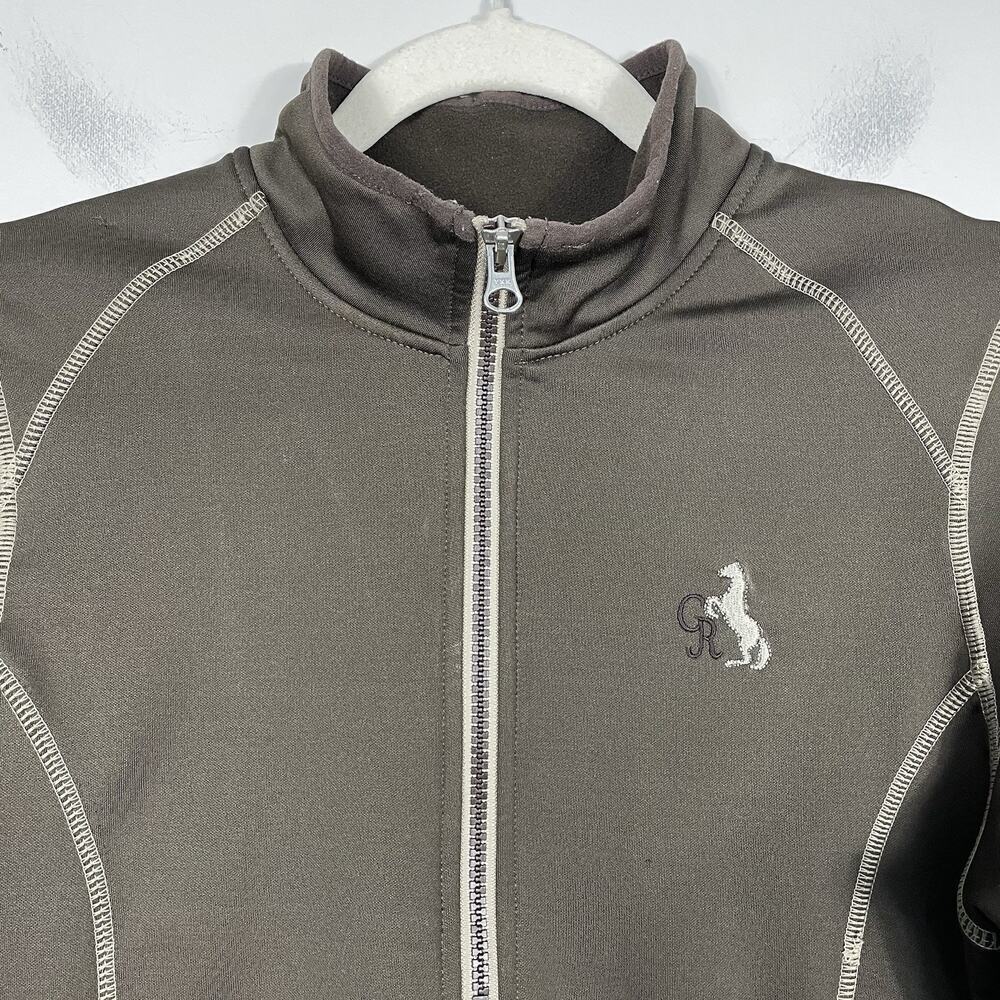 Goode Rider Sweatshirt Women Large Brown Fleece 1/2 Zip Thumbholes Equestrian - Picture 5 of 12